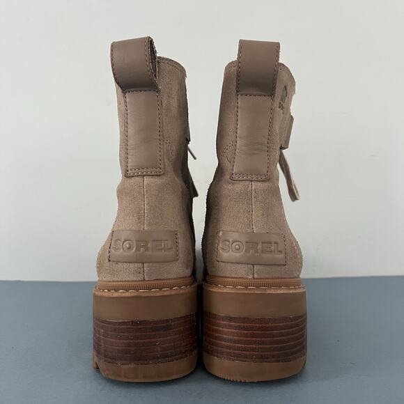 Sorel Joan Now Omega Taupe Suede Waterproof Lace Up Winter Boots - Picture 7 of 10